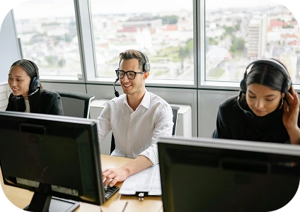 Professionals at their office desk