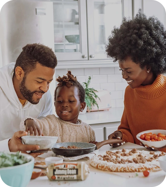 Family having food and smiling